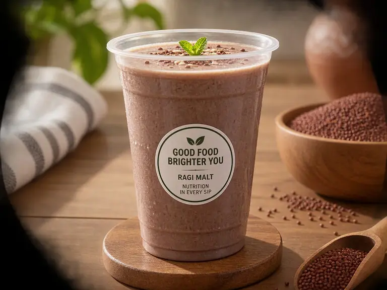 A cup of freshly prepared traditional ragi malt